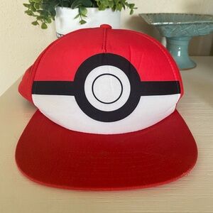 Pokémon Pokeball Youth Hat Cap Adjustable Red Hook And Loop snap on back
